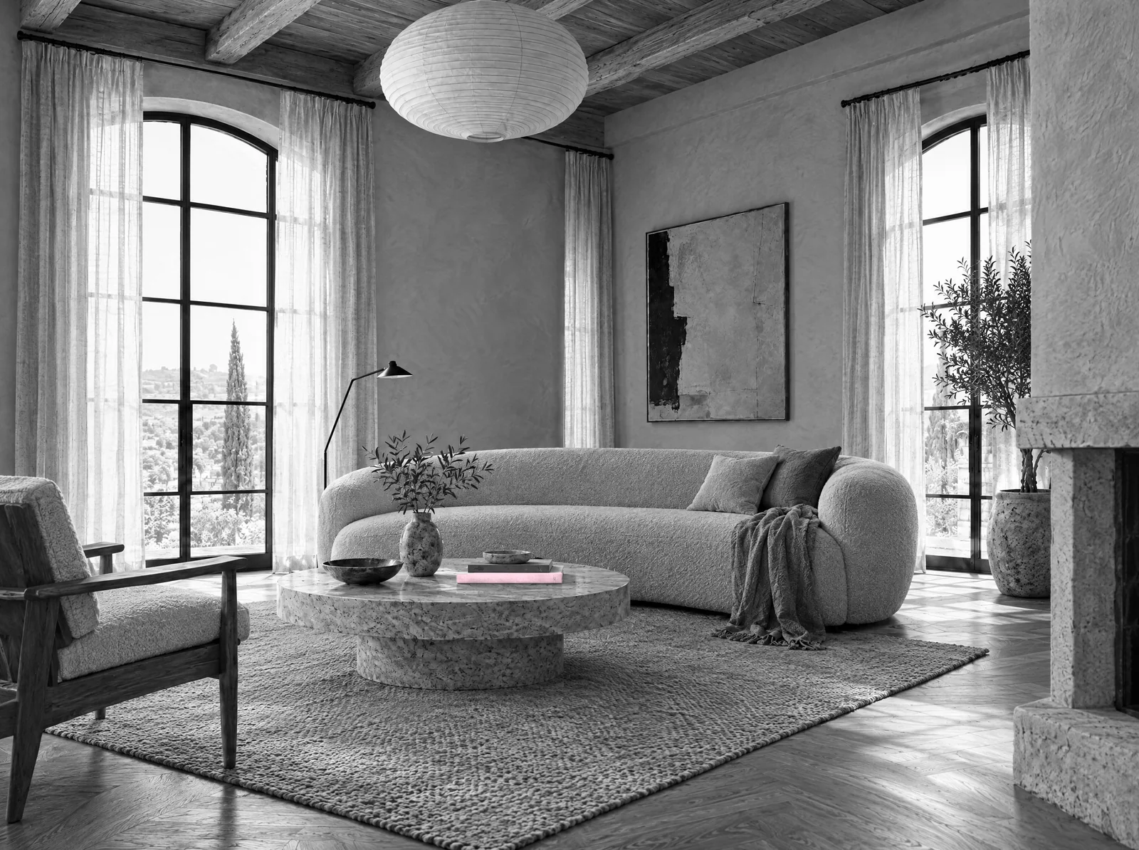 The same living room, today